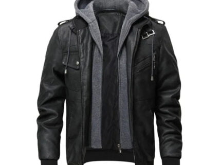 Hooded Coat Zipper Detachable Hat Slim Jacket