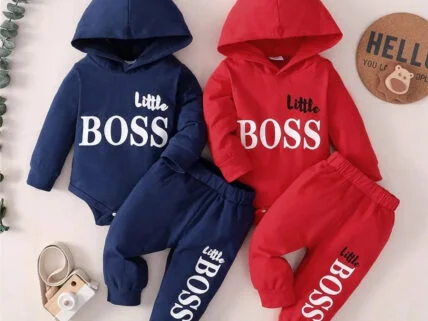 Newborn Baby Boy Clothes Letter print Long Sleeve Hoodie Romper + Pants 0-24 Months