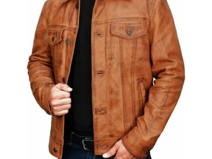 Men's Brown Classic Style Leather Jacket