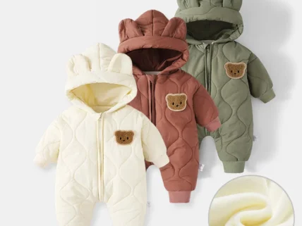 Winter Baby Outwear Clothing Fur Lining Warm Thick Toddler Girl's Boy's Rompers